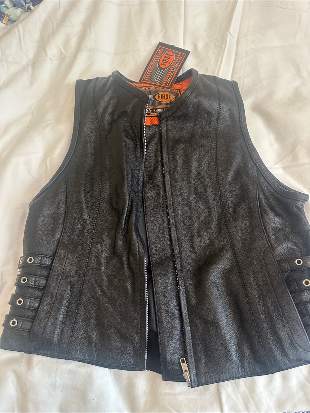 First Classic Black Leather Women's Vest